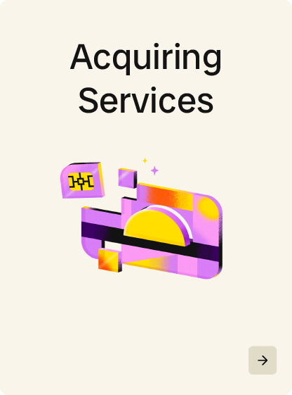 Products carousel and navigation Acquiring Services site graphic